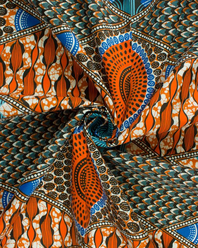 Tissu Polynésien NAHEITI Orange - Tissushop